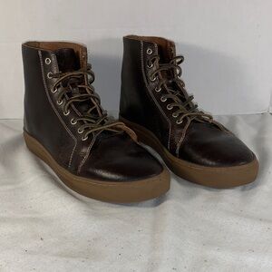 Thursday Boot Company Men's Brown Leather High-Top Sneakers with Gum Sole